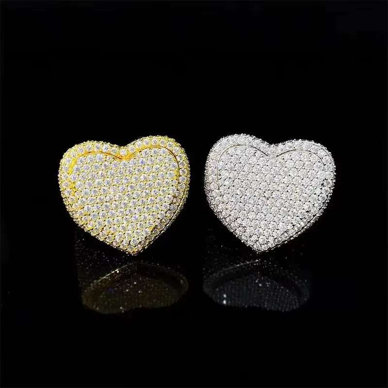Luxury Custom Jewelry Hip Hop Heart Shape Best Quality Moissanite Diamond RingRing for Engagement Gift