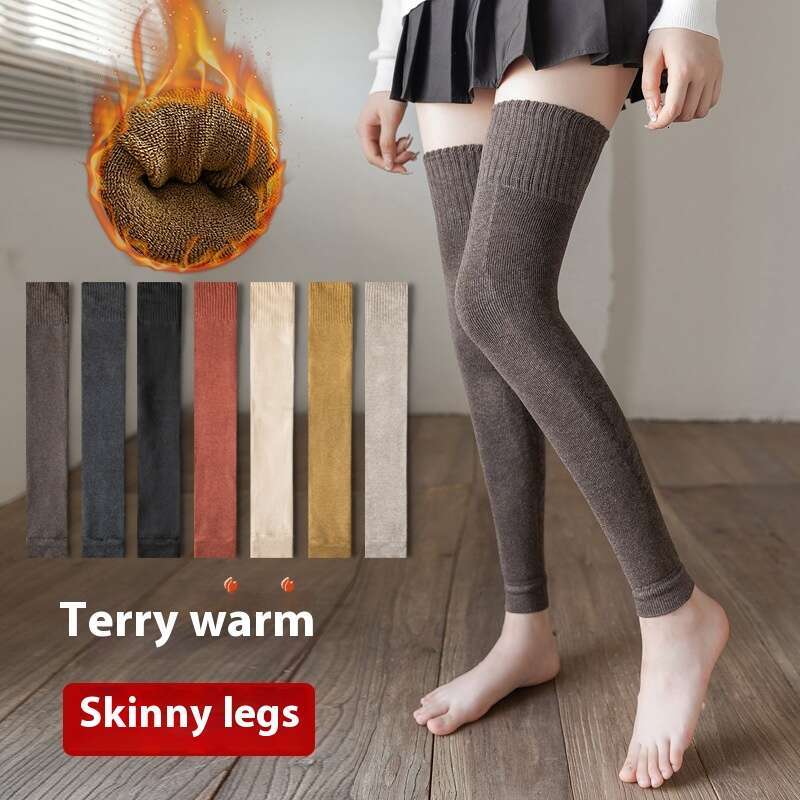 Knee Over For Women, Autumn And Winter Knee Pads With Plush Insulation, Mid Length Socks, Thick Looped Leg Guards, Women's Thigh Socks B5