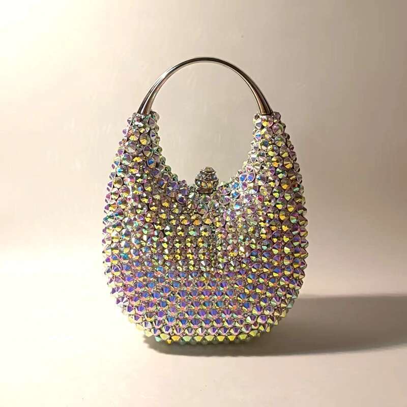 Metal Jewels Handbags Female Crystal Designer Clutch Bags Rhinestones Handbag for Party Banquet or Wedding Dia Purses
