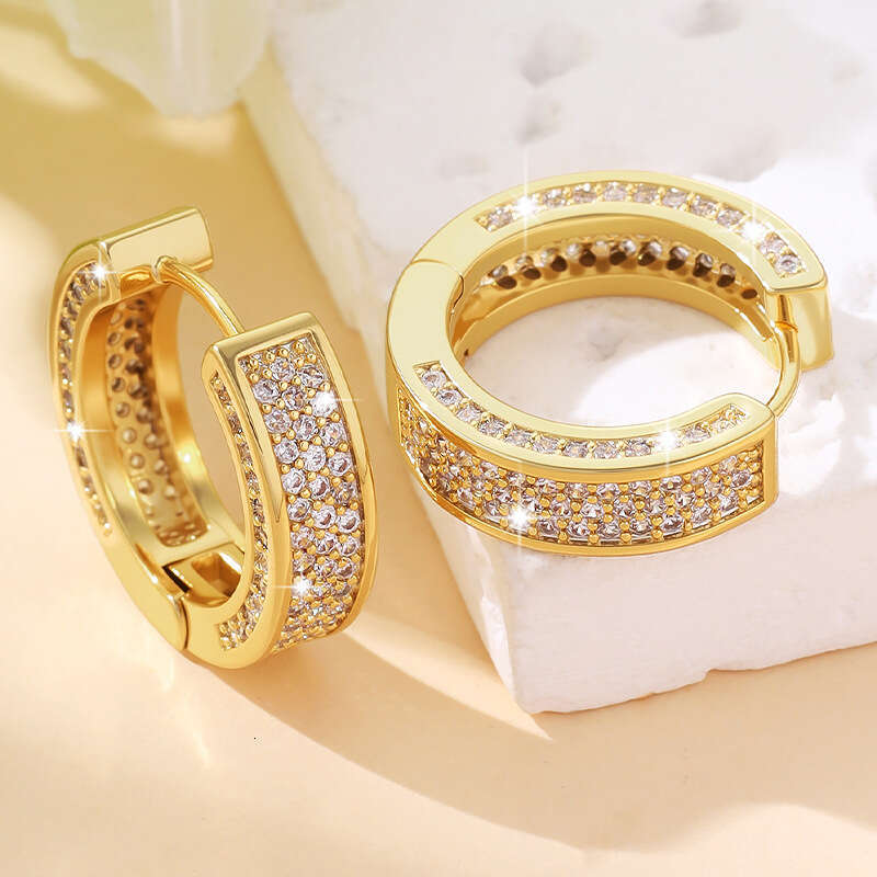 2025 designer Circular full of zircon Bling men's and women's hip-hop earrings with box