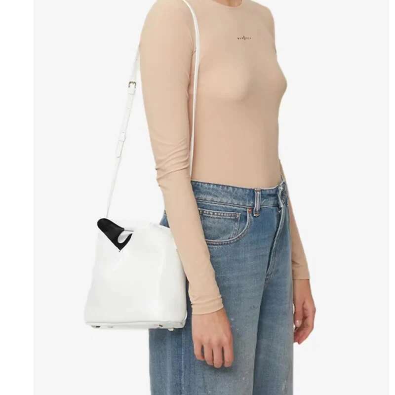 Genuine Leather Cowhide Bucket Bags For Women Designer Handbags And Purses 2024 New In Fashion Small Shoulder Crossbody