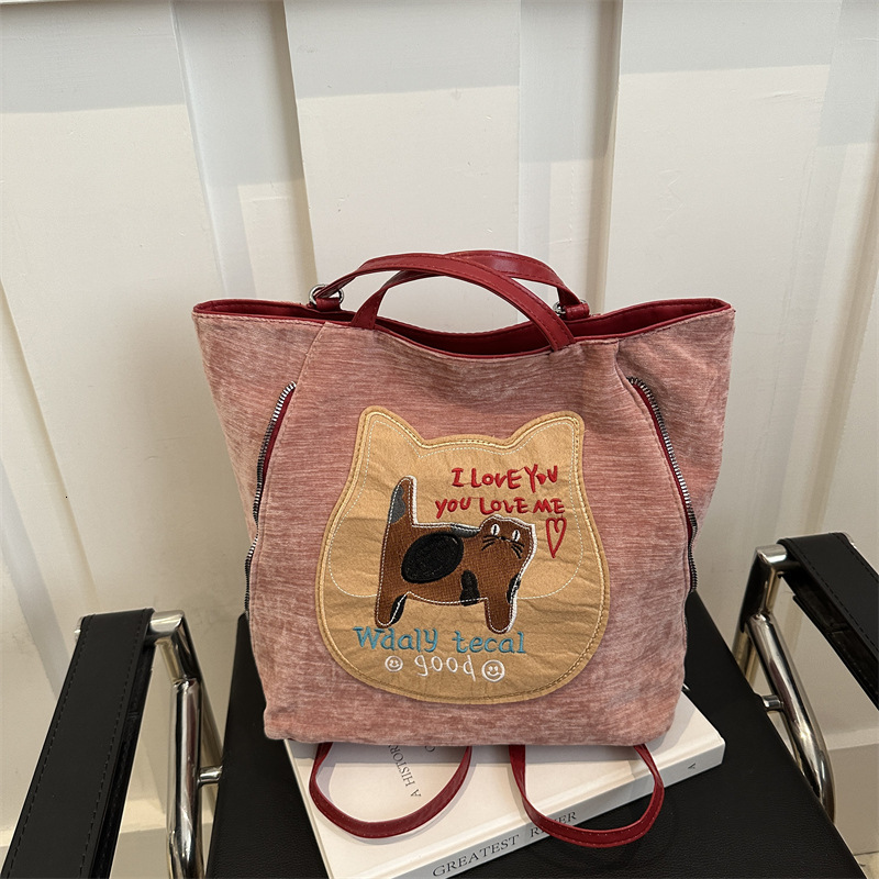 Free Delivery Designer Bag Biscuit Cat For Women In Autumn 2025 New Trendy College Style Tote Korean Large Capacity Single Shoulder Backpack Luxury Ba