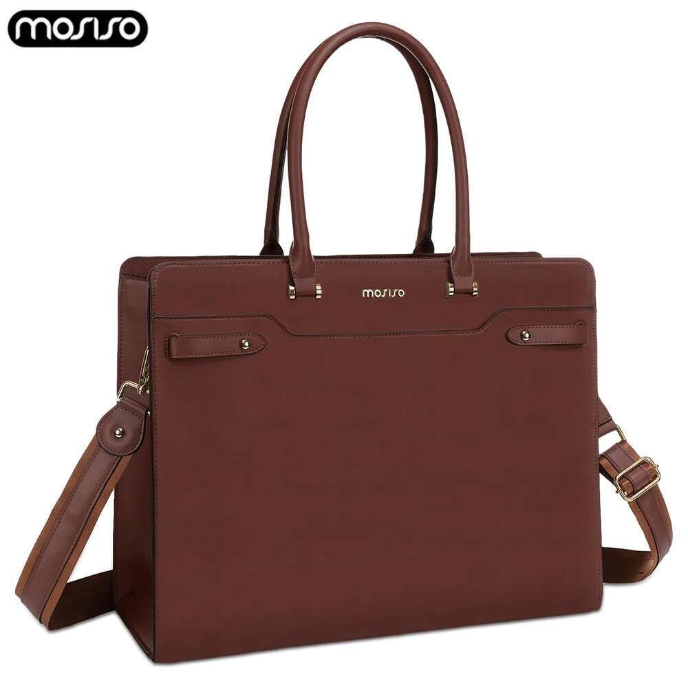 Women Laptop for Book Dell 15.6 inch PU Leather Office Travel Tote Bag Waterproof Computer Shoulder Messenger Briefcase
