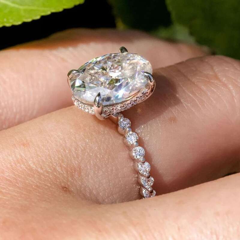 COSFIX D Color Women Moissanite Ring s925 Silver Oval Cut 2-4.5ct Moissanite Rings for Women Luxury Women Moissanite Ring Set