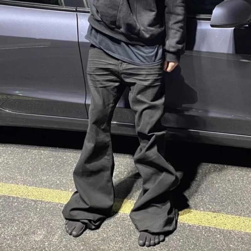 Jeans Fashion for Man Zipper Full Length Streetwear Pants Denim Black Solid Men's Clothing