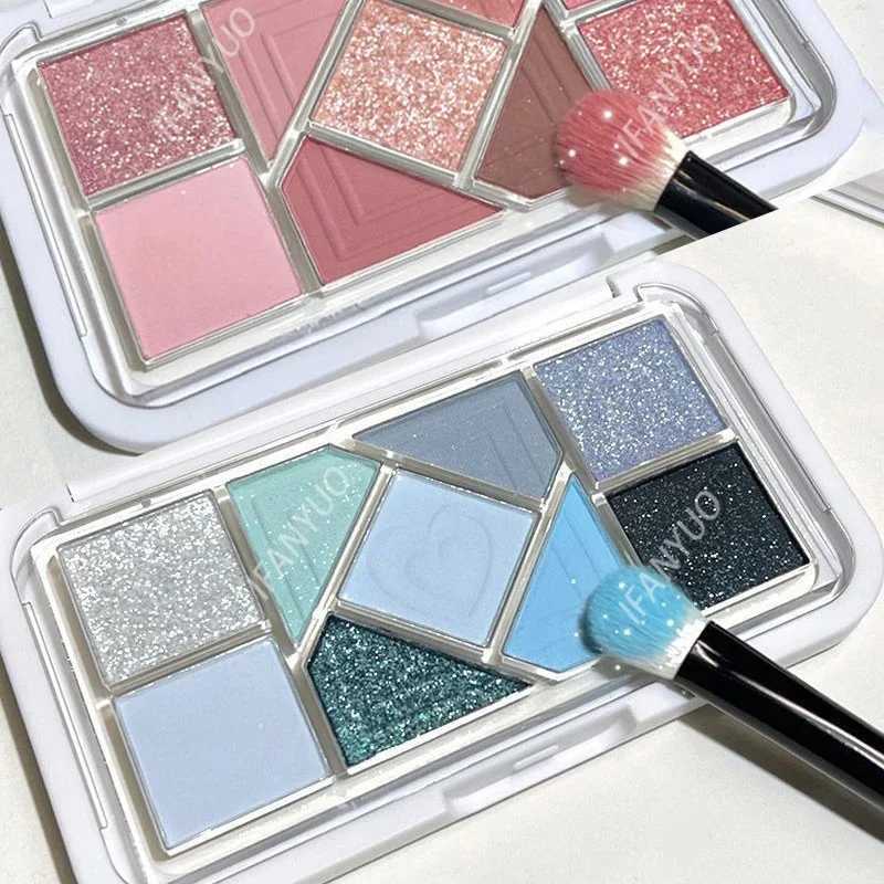 Nine-Color Eyeshadow Palette Blush Highlight Makeup Pearly Highgloss Shimmer Pink Brown Earth Color Fine Sequins Eye ShadowXJ250520