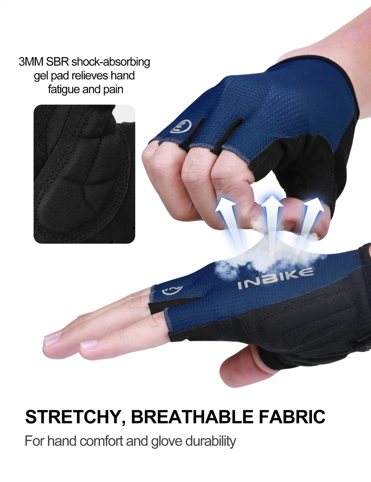 INBIKE Half Finger Cycling Gloves Summer Bicycle Shockabsorption Breathable Mountain Bike MTB Accessories 250515
