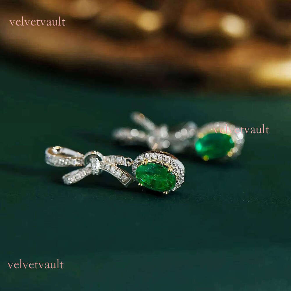 Platinum boutique jewelry elegant bow cute emerald commuting style earrings, wedding party gifts