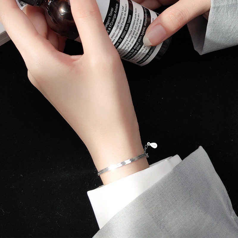 Modian Classic 925 Sterling Silver Charm Braceket or Anklet for Women Adjustable Snake Bone Chain Fine Jewelry 250520