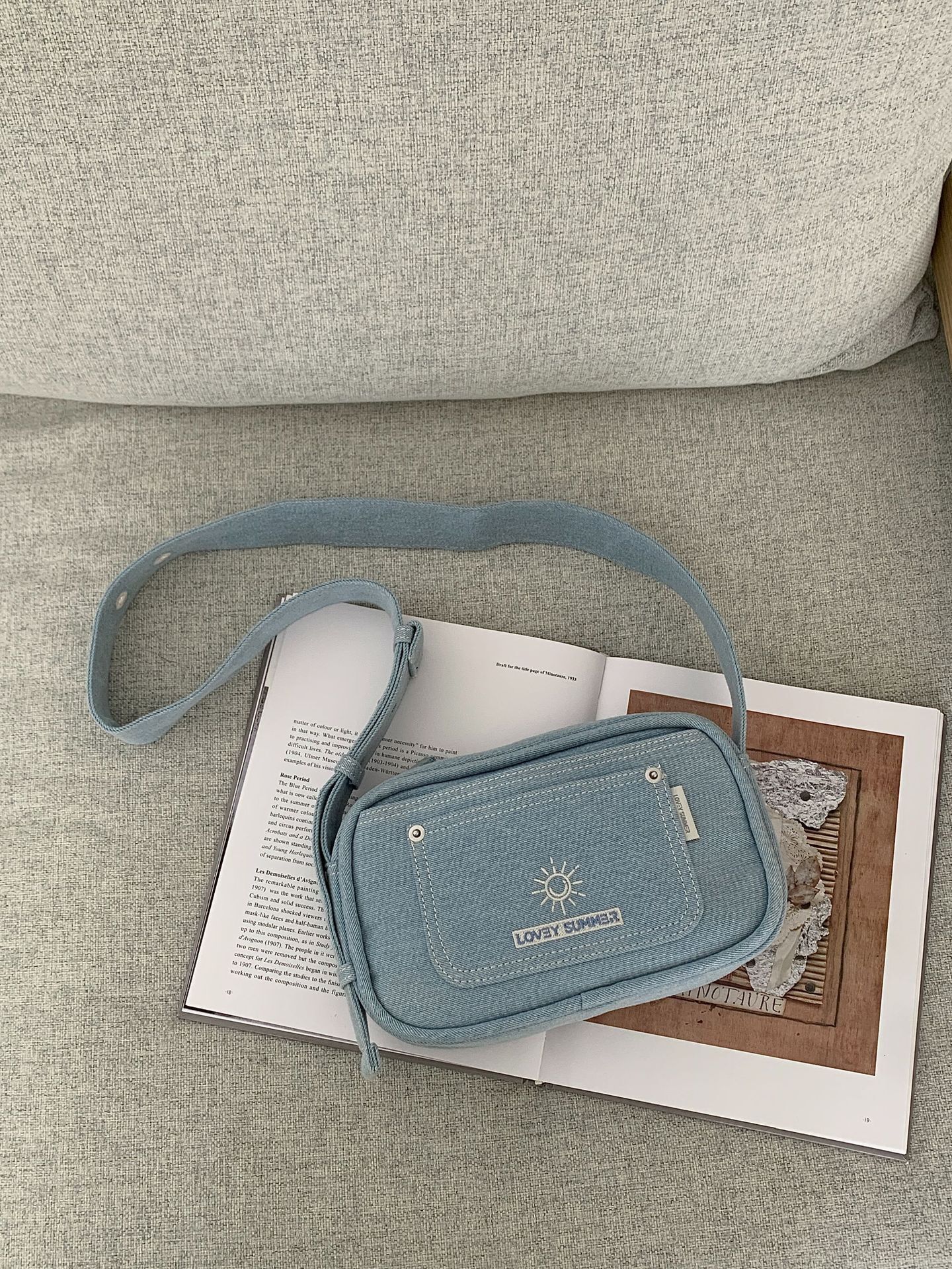 2025 denim square casual new waterproof nylon women's single shoulder crossbody bag