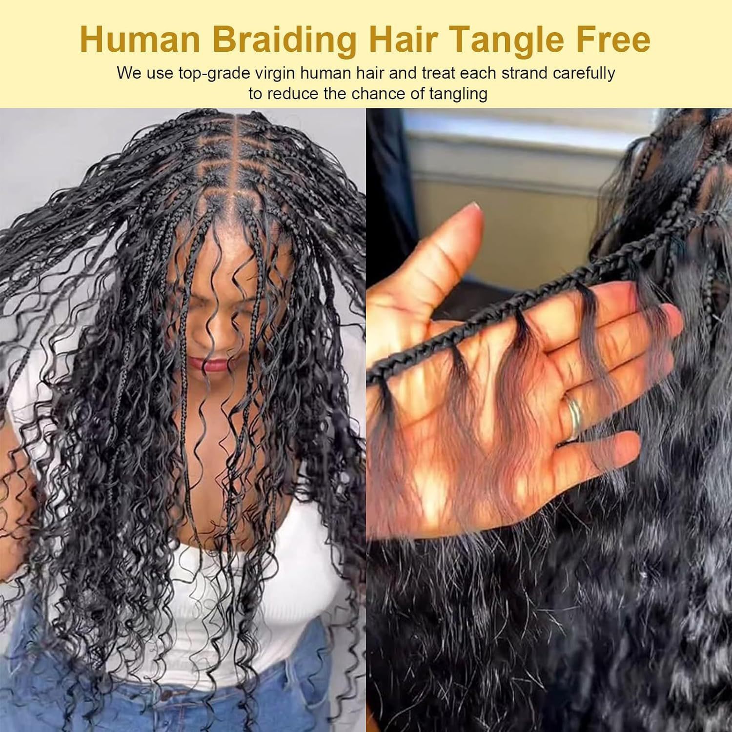 ViBESHiFT18-22 Inch Deep Wave Bulk Hair Extensions 100% Human Hair 12A Brazilian Virgin Hair for Women Seamless Look Party Daily Work