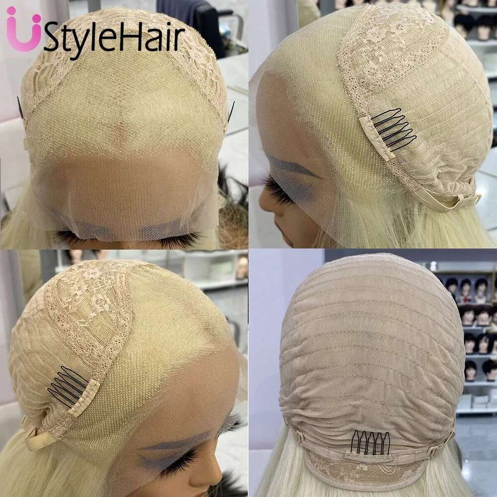 Mix Blonde Front Long Deep Wave Synthetic Hair for Women Natural Hairline 13x4 Lace Wig Glueless Heat Resistant Fiber