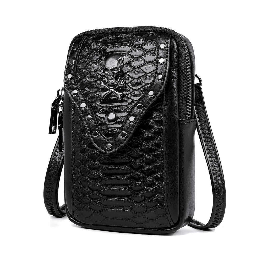 New PU leather skeleton snake pattern women's crossbody outdoor shoulder mobile phone travel small bag