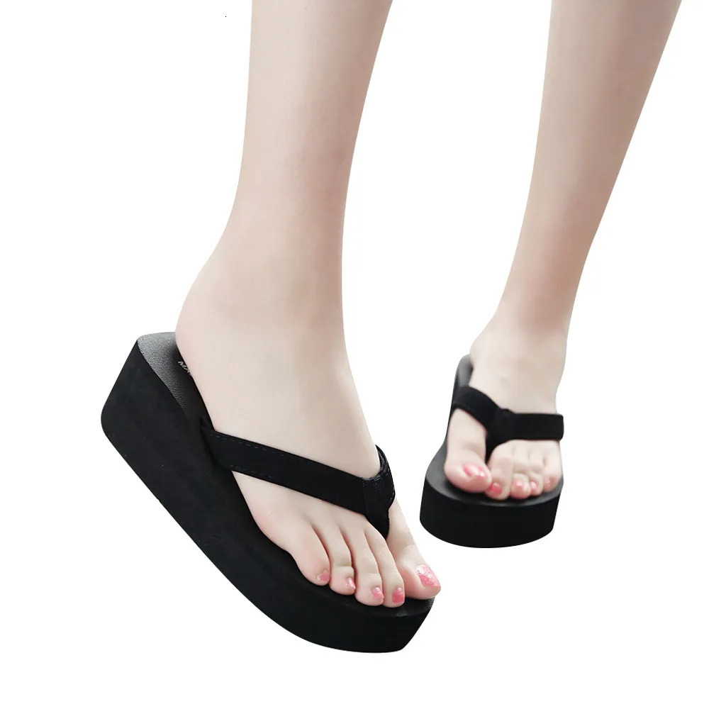 WomenS Fashionable And Casual Non-Slip Wedge Beach Shoes And Slippers Shoes Ladies Thick Soled Trendy Flip Flops 250519