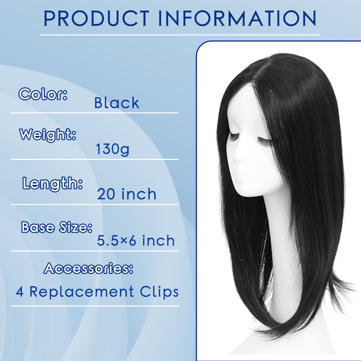 360 ° 3D wig human hair accessory | 6-inch x 5.5-inch 20 inch clip on lace headband with natural side bangs