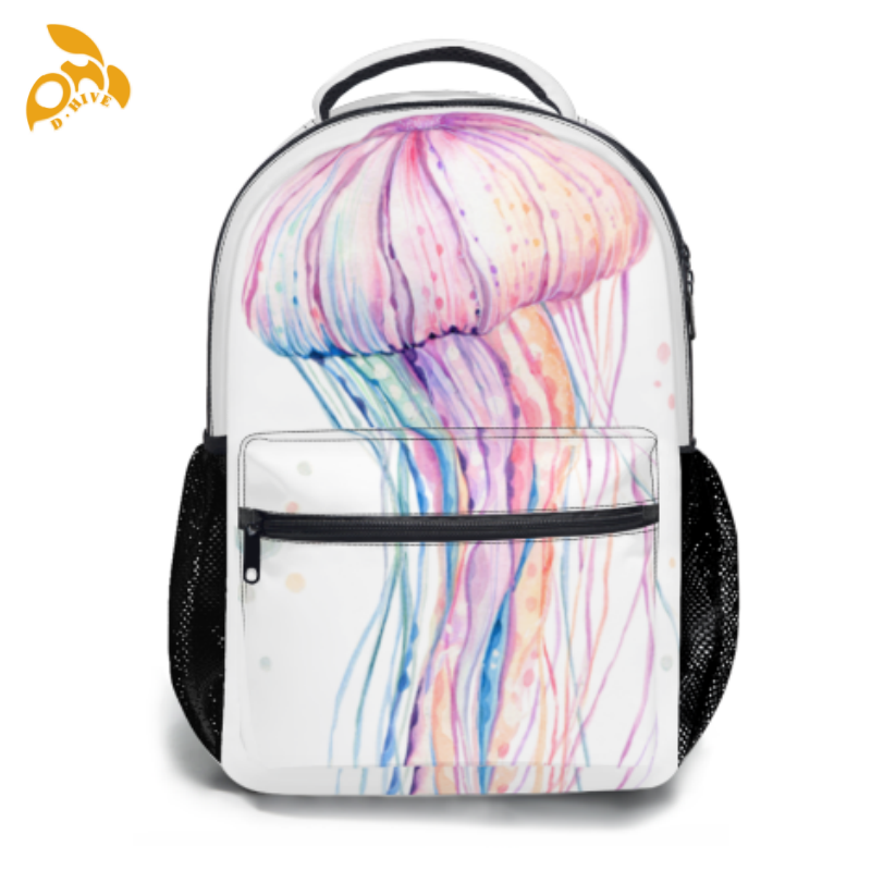 Free delivery.fashion designers customize lightweight and high-quality full-print white and black schoolbags.