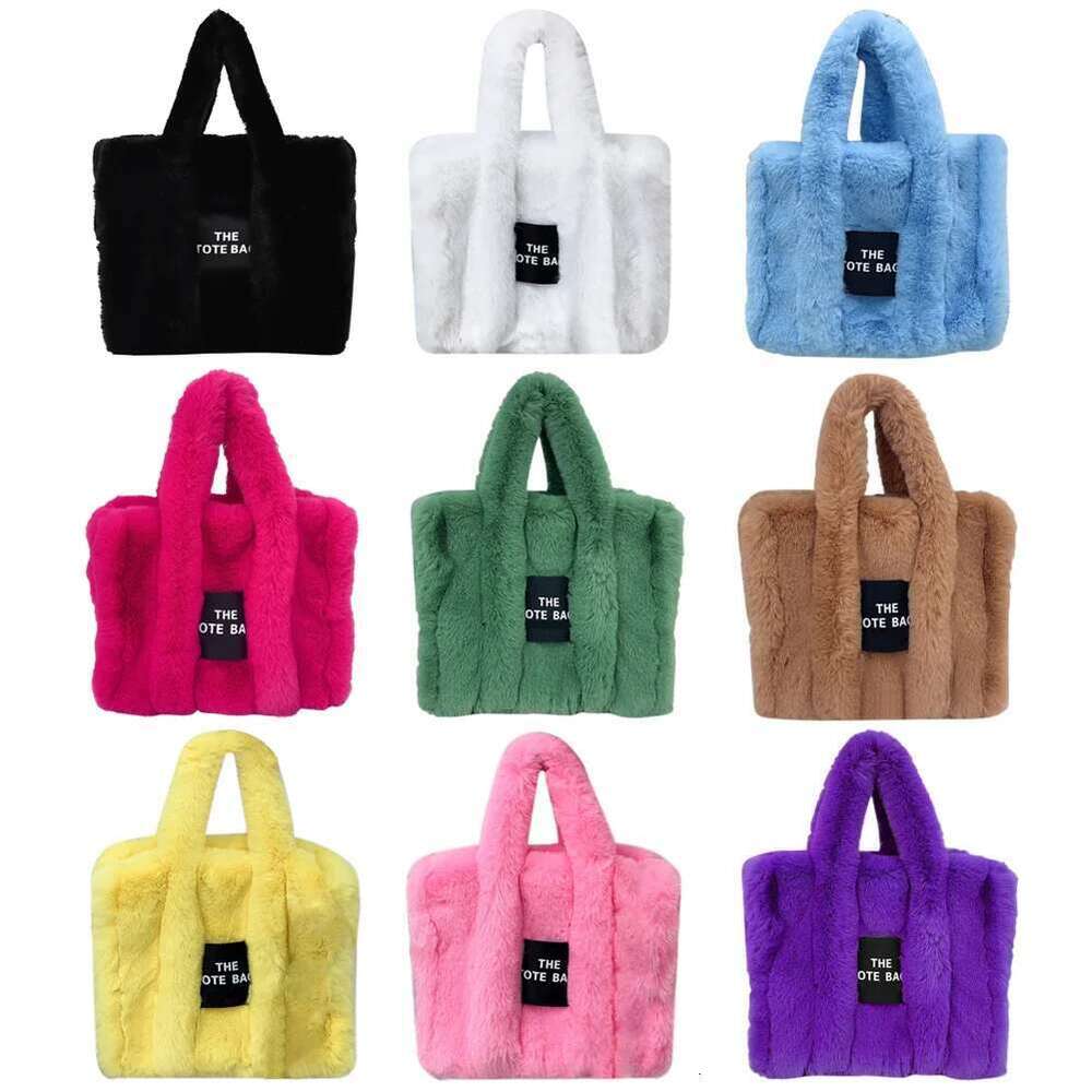 Faux Fur Tote Messenger Bag Autumn Winter Shoulder Handbags Soft Plush Designer Ladies Girl Shopper Purses For Travel Shopping