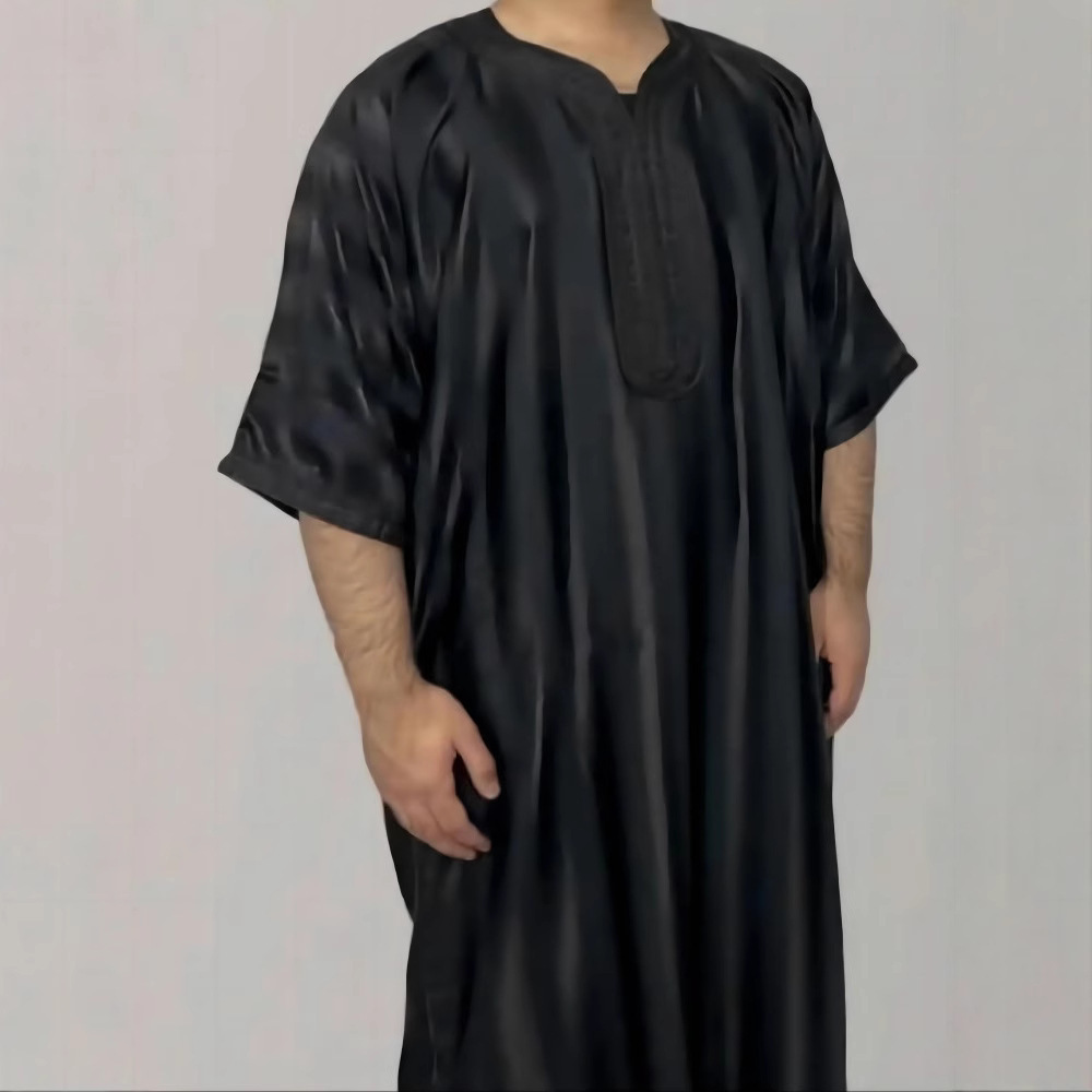 Fashion Designer Clothing Hot Selling Loose Muslim Style Seven Quarter Sleeved Arab Casual Men's Robe 2025 New Style