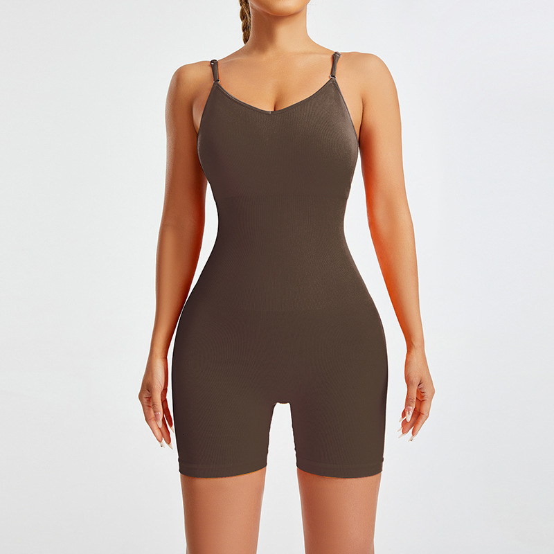 Fitness seamless back yoga with high elasticity, abdominal compression, tight fitting and integrated sports one-piece suit for women