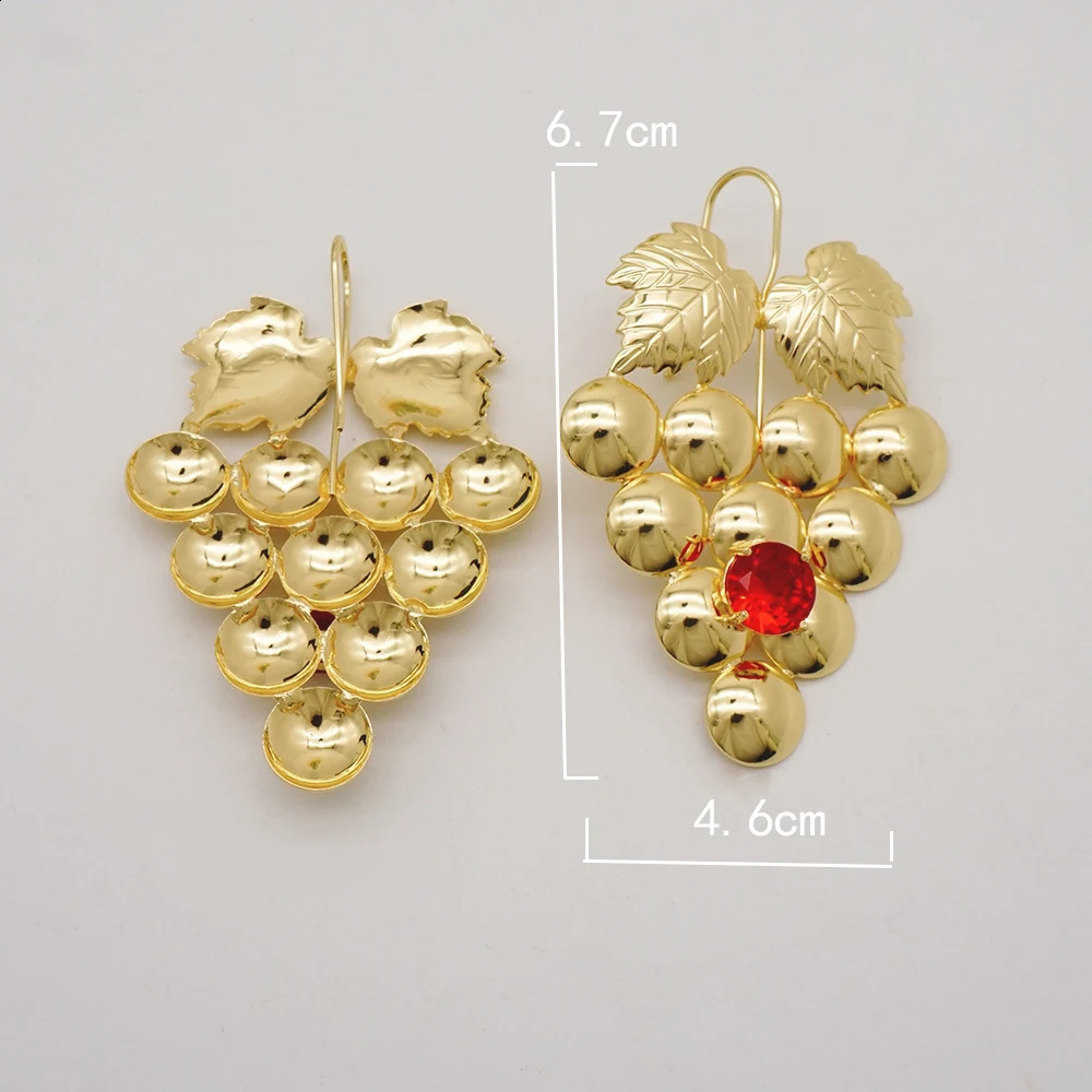 Fashion Purple Crystal Grape Leaf Earrings Elegant Smooth Irregular Geometric Fruit Gold Color Copper Drop Earrings For Women 250519