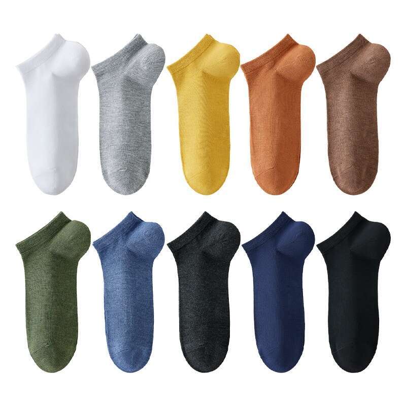 Men's Bamboo Fiber Short Anti Odor, Absorbing, Antibacterial, Breathable, Thin Summer Sweat Absorbing Boat Socks, Low Cut Shallow Mouth Socks B5