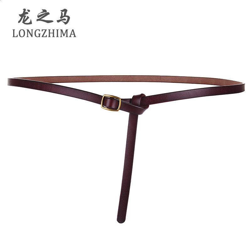 New womens leather Korean version versatile simple thin belt small Japanese button cowhide decorative dress with narrow belt250520