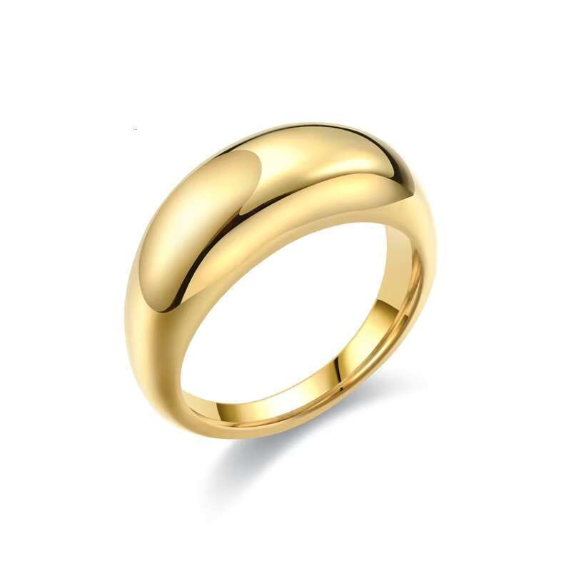 14k gold-plated women's statement dome heavy ring platinum stamp stackable engagement metal eternal fashion gift
