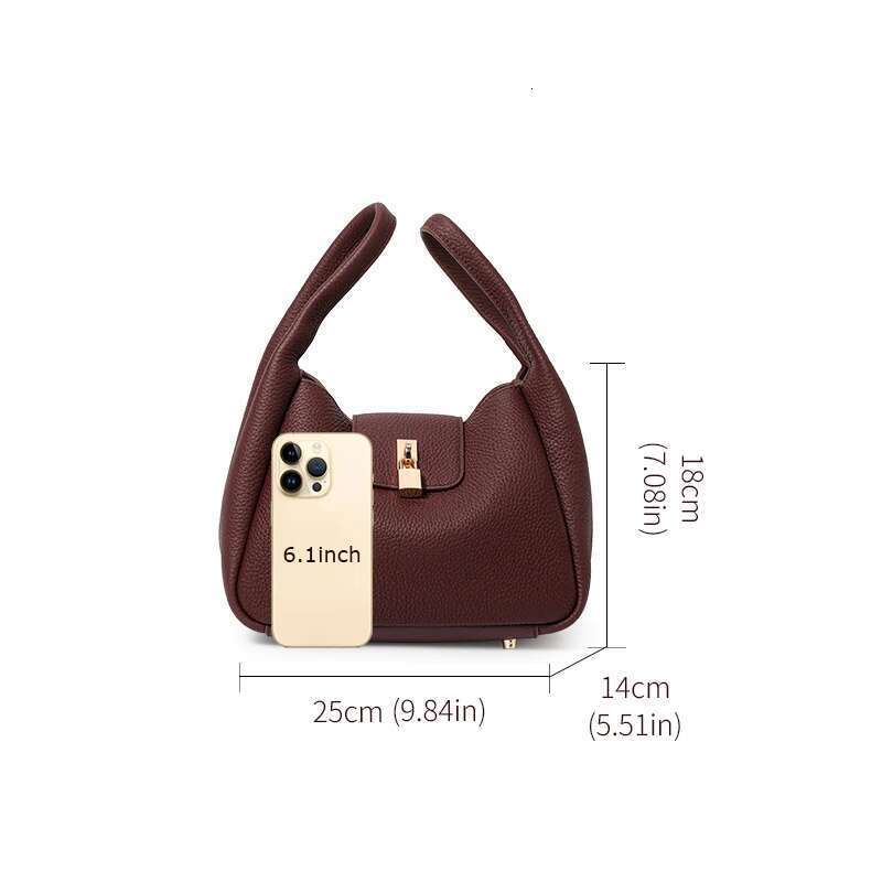 High Fashion First Swing 2025 New Leather Handbag Slung Bucket Portable Basket Bag