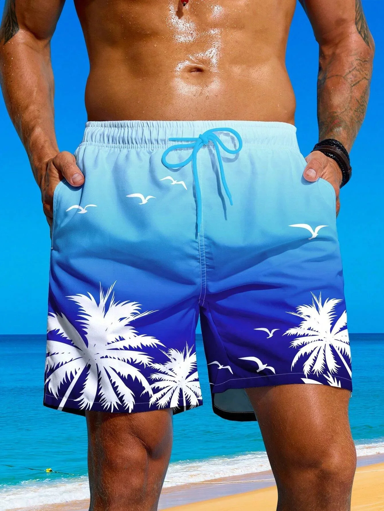 Vintage Plant 3D Printed Board Shorts Mens Palm Graphic Short Pants Summer Hawaiian Breathable Swim Trunks Kids Loose Ice 250516