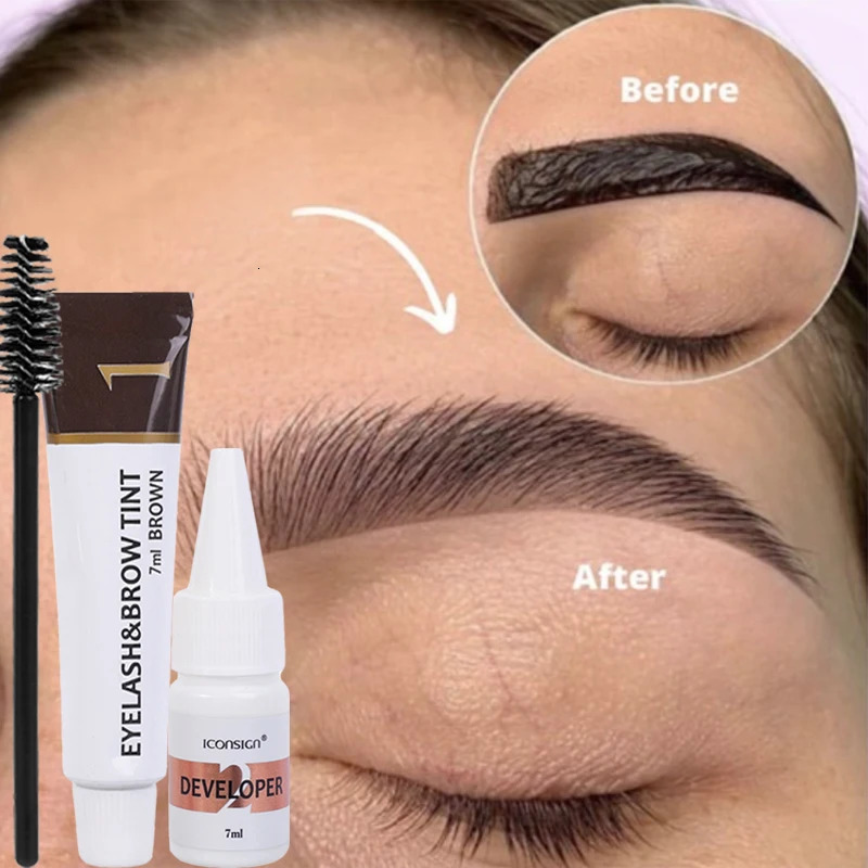 Semi anent Eyelash Eyebrow Dye Tint Kit 2 in 1 Waterproof Fast Dye Brow Enhance Long Lasting Black Brown Eyebrow Cosmetics 250520
