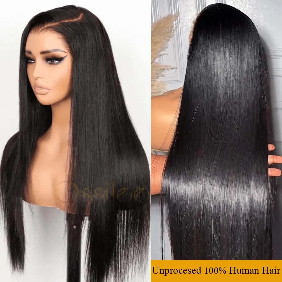 250 300 Density 13x4 13x6 Bone Straight HD Transparent Lace Front Human Hair Wig 30 34 36 Inches Pre Plucked Lace Frontal Wigs synthetic lace front wi