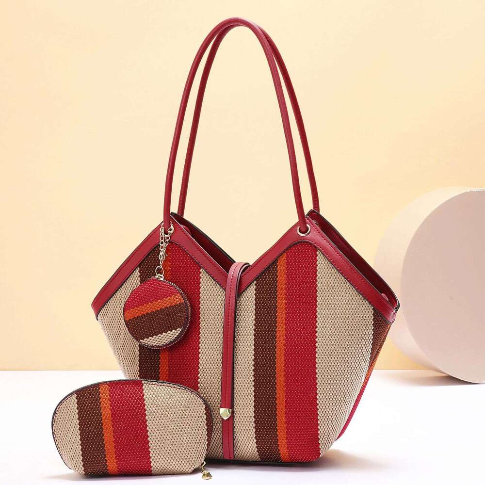 Taizhou large capacity women s shoulder bag fashionable color blocking trendy and atmospheric handbag versatile bags