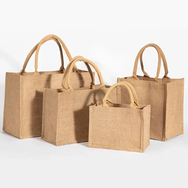 Vintage Women Linen Tote Shopper Purses Large Summer Beach Handbags Portable Eco Top Handle Shopping Bag Multiple Sizes Handbag 250516