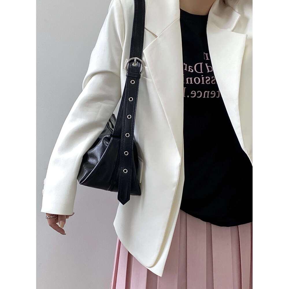 Solid Color PU Leather Women's Shoulder Bags Fashion Cool Girls Underarm Simple Crossbody Bag Casual Female Tote Handbags