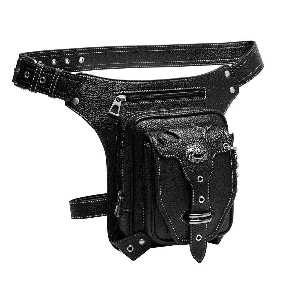 New Tactical Leg Riding Men's Waist PU Leather Motorcycle Leggings Outdoor Bag