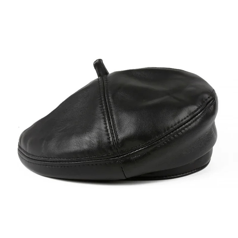 Women Beret Hat Genuine Leather Beret Caps Bucket Hats Caps High Quality Real Sheep Leather Berets Beanies 250520