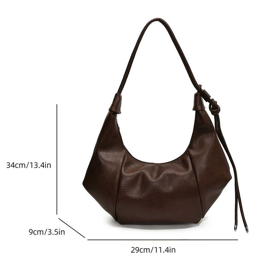 Crescent Bag PU Leather Solid Color Shoulder Bag for Women Adjustable Strap Underarm Bag Zipper Hobo Bag for Work Travel M250520