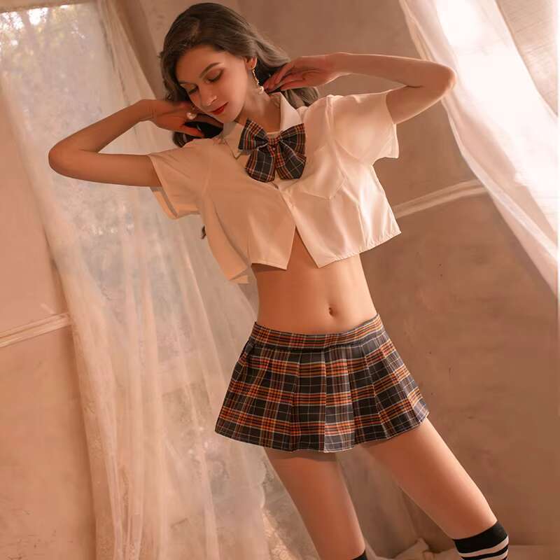Zimei Cute Style New Sexy JK Uniform Women's Hot Sailor Suit Pleated Short Skirt Set Hole Decoration Light Control Dress