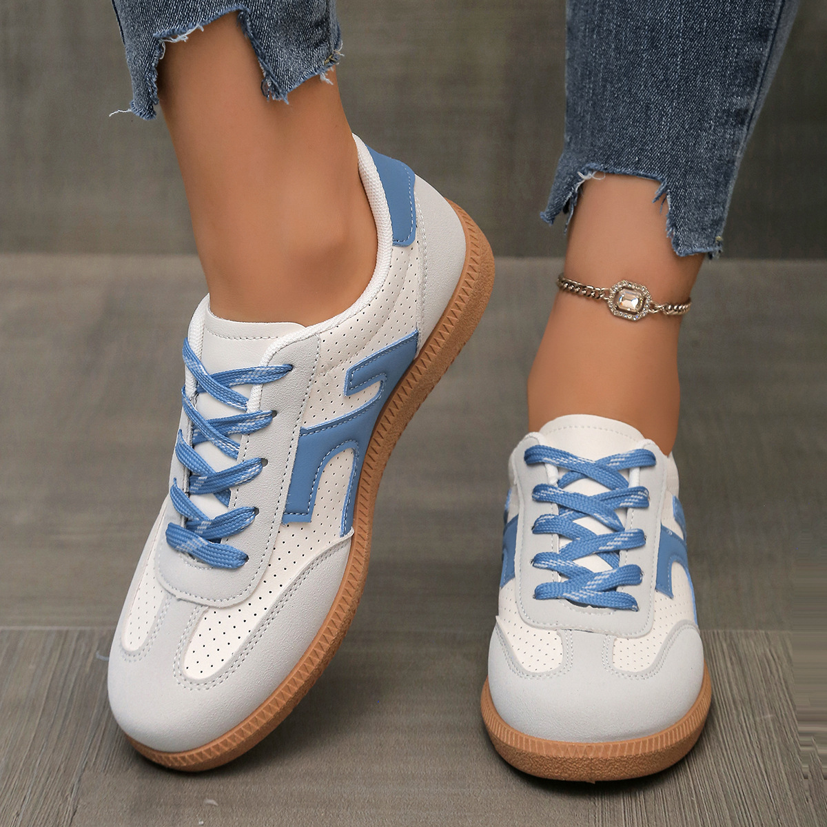 Large Size Thick Soled Board For Women New Comfortable And Versatile Casual Shoes Low Cut Lace Up Casual Shoes Flat Bottom Trendy Shoes Ddmysaturn