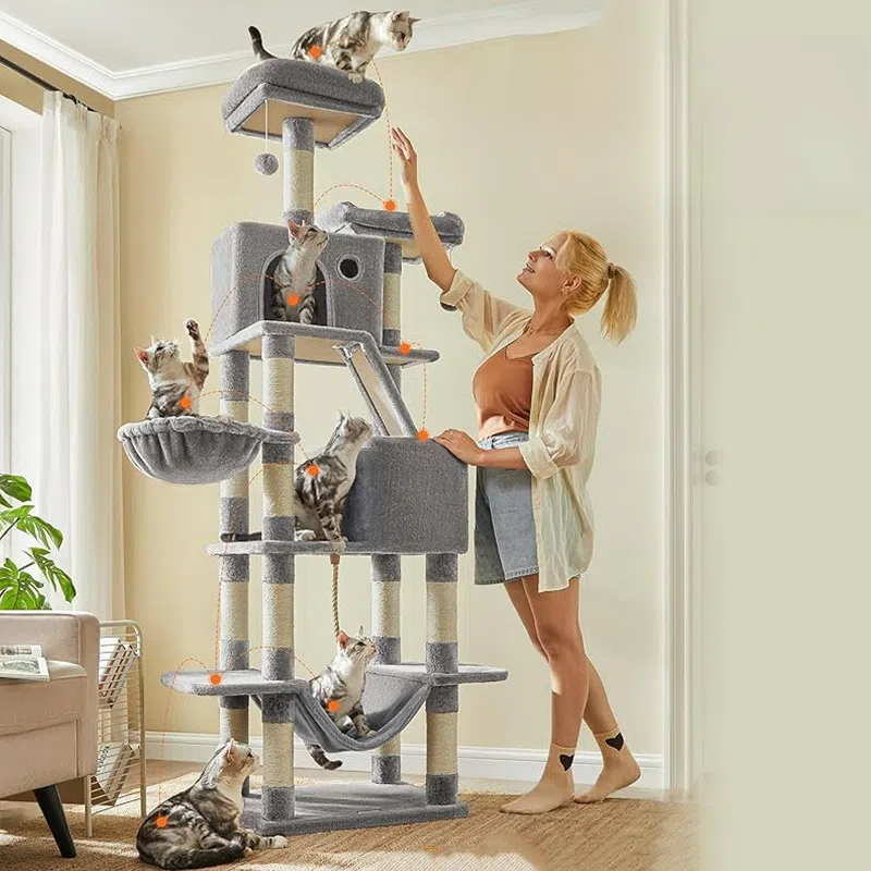 Large Cat Climbing Tree with Scratch Post Cat tree Cat tree tower- Height: 81.1 Inches