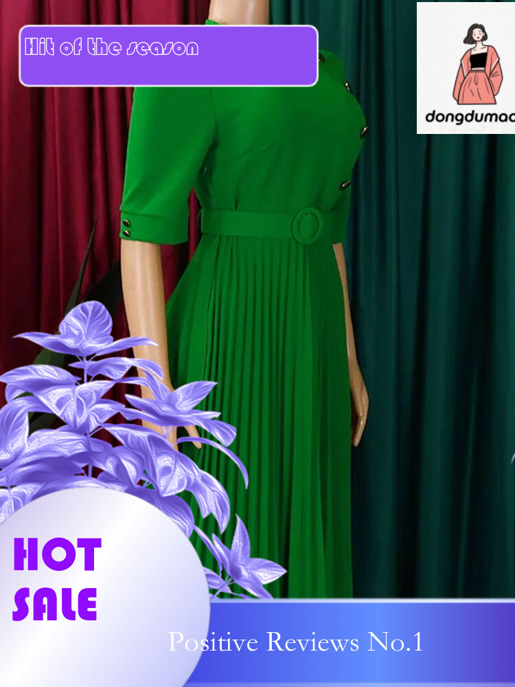 dongdumaoyi 2025 Sexy Summer O Neck Plus Size Women Short Sleeve Large Big Long Dresses Solid Lady Party Folds Button Curvy Dress