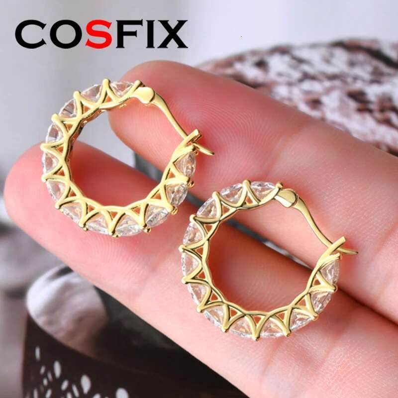 4mm Moissanite Huggie Hoop Earring for Women D Color Women Moissanite Hoop Earrings Luxury Womens Moissanite Hoop Earrings