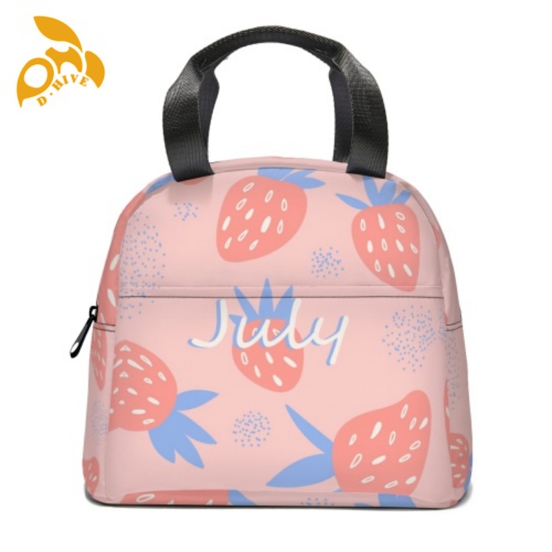 Free delivery. Top fashion designers customize round, beige and white semi-long, lightweight, simple and portable hand-held insulated meal bags