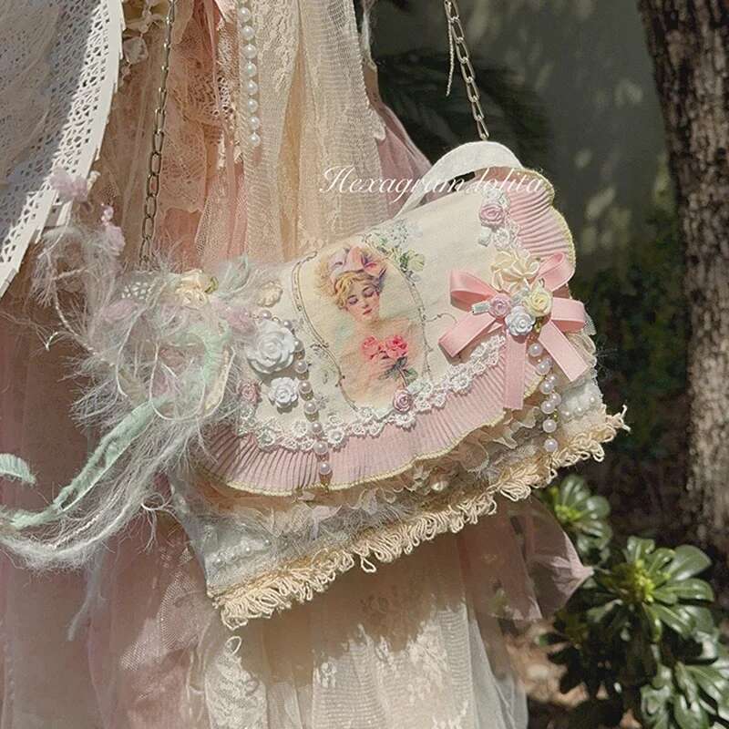 Retro Sweet Lolita Pastoral Forest Cla Girl Yuenai Handbag Messenger Lo Bag