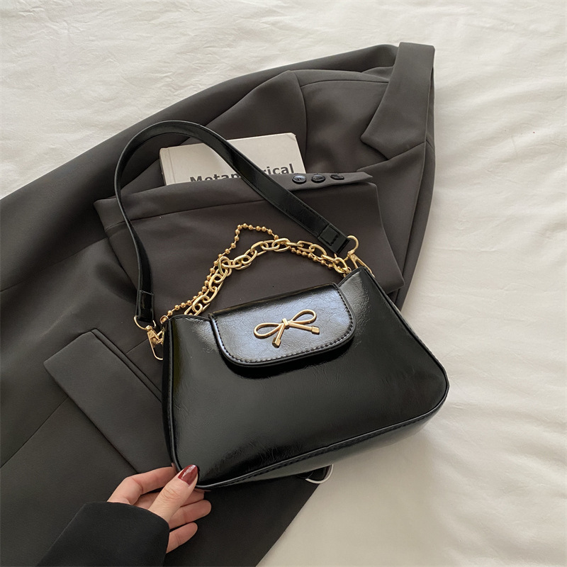 Free Delivery Designer Bag Korean Single Shoulder Chain Hand 2025 Spring New Simple And Versatile Commuting With Bow Decoration Crossbody Luxury