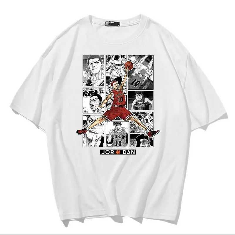 SLAM Short SLeeve T-Shirt Mens Sakuragi Hanado Manga Basketball Sports Summer Student Cotton T-Shirt on ClothesXJ250520