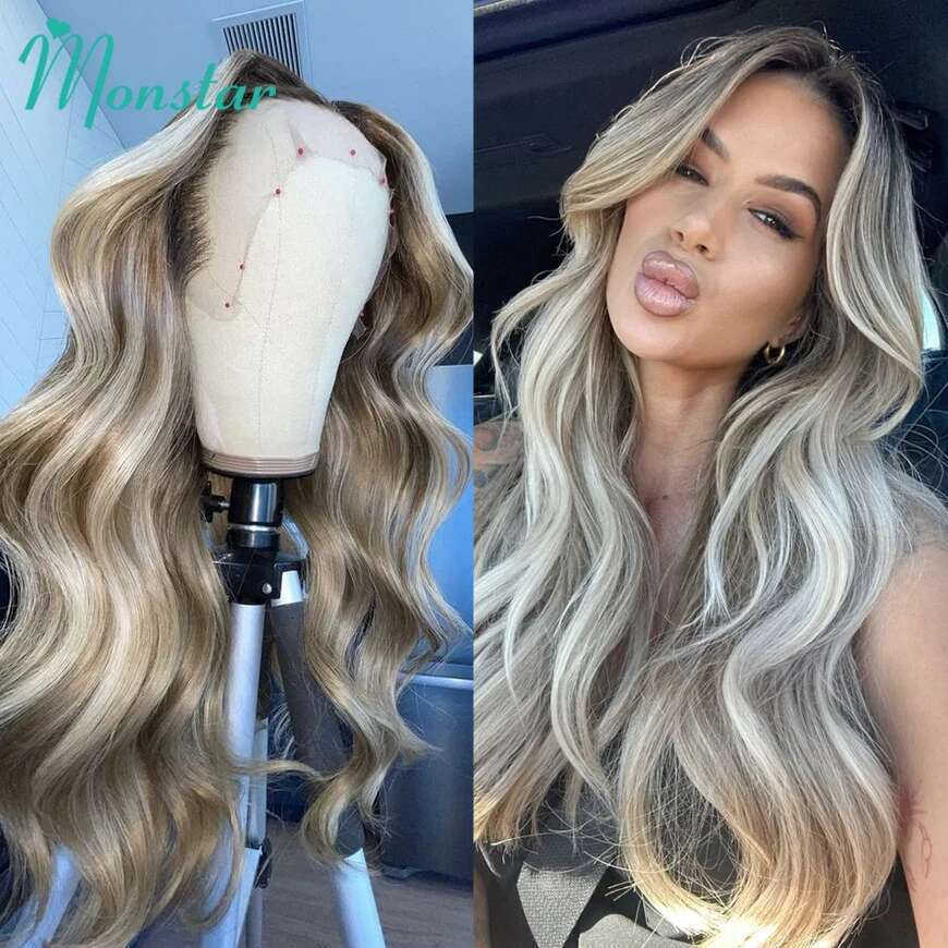 Ash Highlight 13x6 Hd Lace Frontal Straight Vieamese Raw Wig 613 Blonde Colored Human Hair Wigs For Women