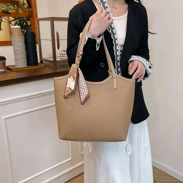 2025 Spring Double ed Zippered Tote Shoulder Bag Women Adjustable Strap Spacious Work Travel Essentials Lightweight