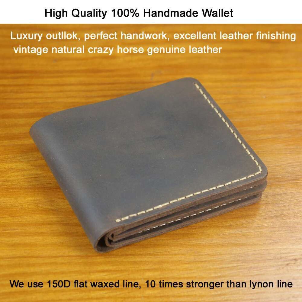 High Quality Handmade Genuine Wallet with Coin Pocket Men Purse Bifold Wallets Short Male Leather Money Clips Bag WF310