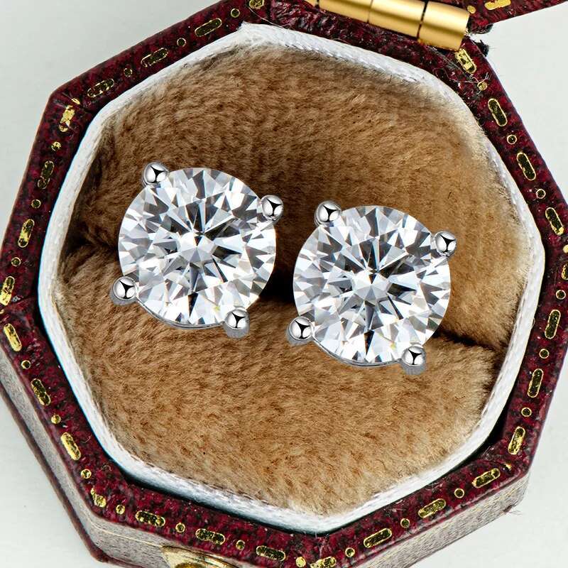 Moissanite Stud Earrings for Women 1-5ct Women Full Moissanite Stud Earrings Luxury Round Cut Womens Moissanite Stud Earring